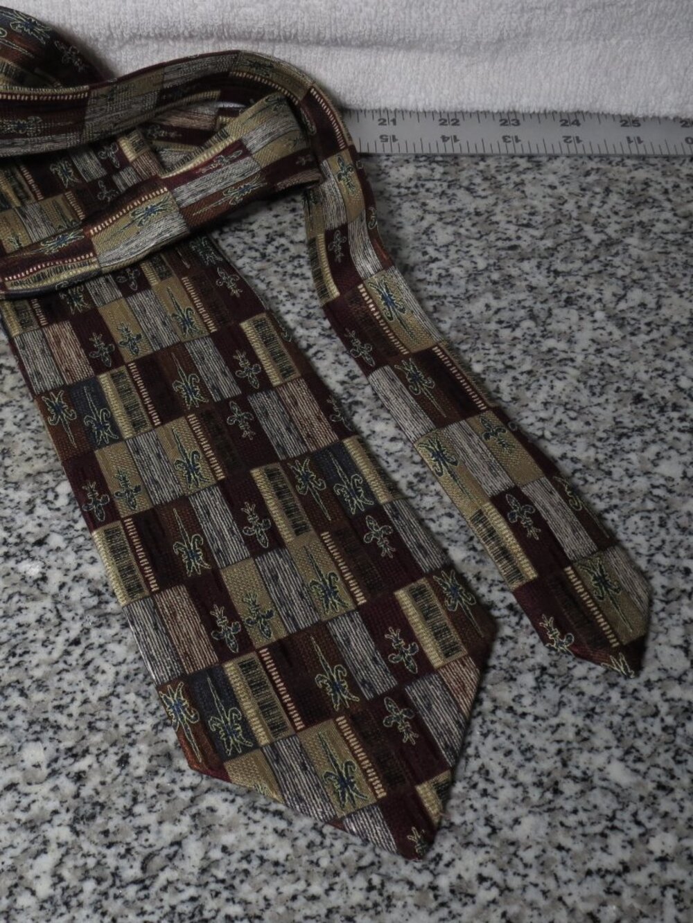 XMI  Necktie  All Silk Handmade Brown/Rust/Gold